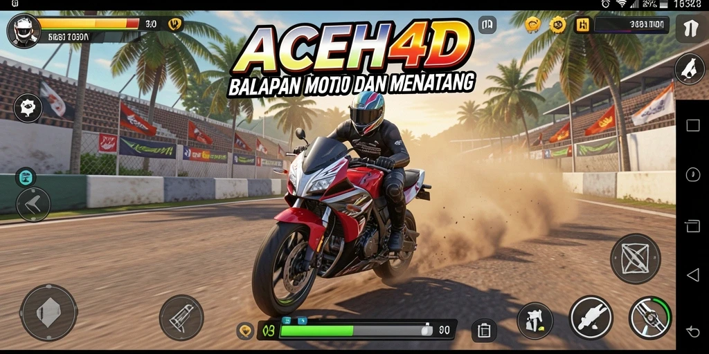 Screenshot ACEH4D menampilkan aksi balapan motor yang mendebarkan.