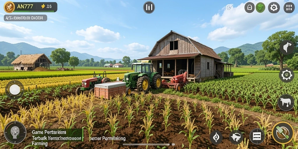 Tangkapan layar AN777 menampilkan keseruan gameplay pertanian.