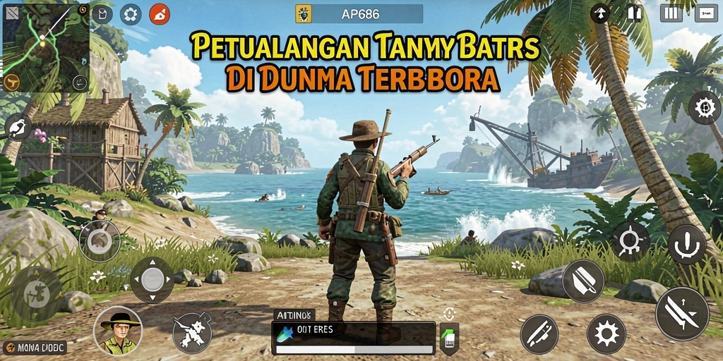 Tangkapan layar gameplay dari AP686 menunjukkan petualangan di dunia terbuka.