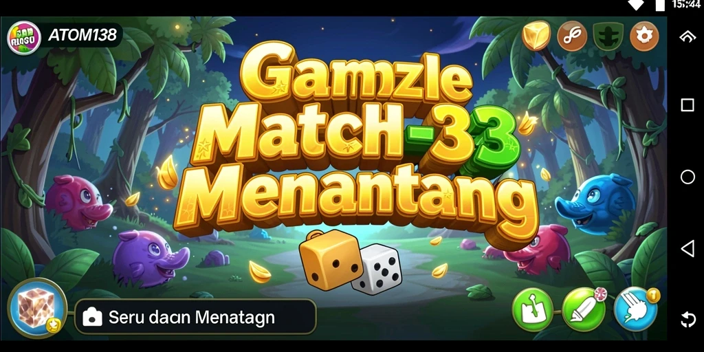 Tampilan gameplay seru dalam ATOM138 dengan tantangan Match-3.