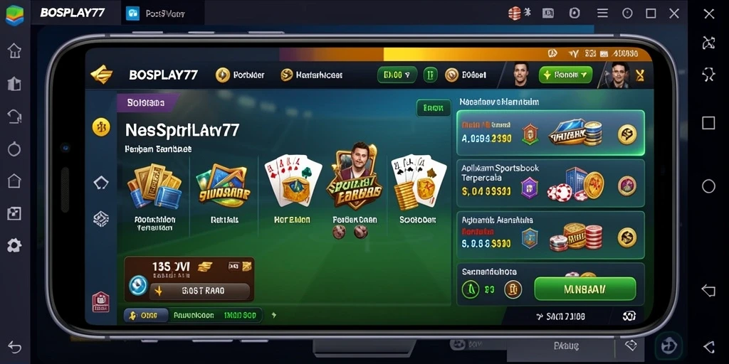 Tampilan gameplay <strong>BOSPLAY77</strong> dengan fitur taruhan olahraga yang menarik.