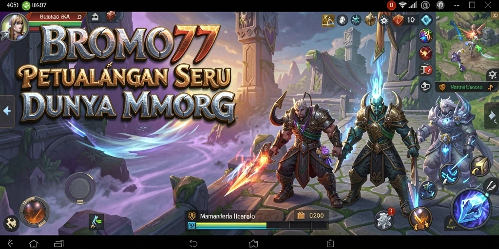 Screenshot BROMO77 menampilkan pertarungan epik dalam dunia MMORPG.