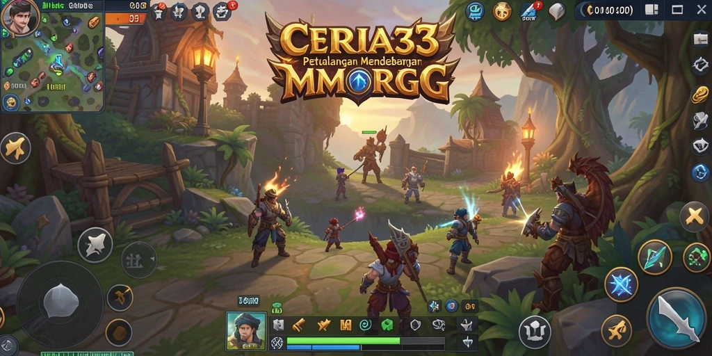 Gameplay <strong>CERIA33</strong> menampilkan pertempuran epik di dunia fantasi yang luas.
