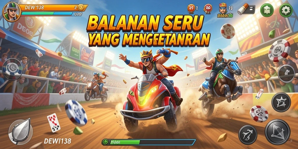 Tangkapan layar gameplay balapan yang mendebarkan di DEWI138.