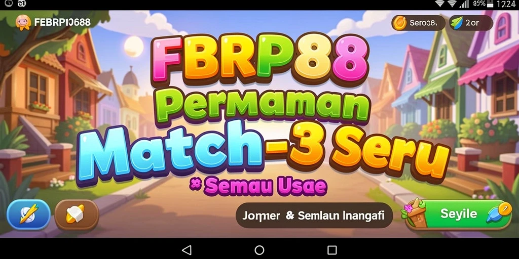Screenshot utama FBRP88 menampilkan gameplay Match-3 yang seru.