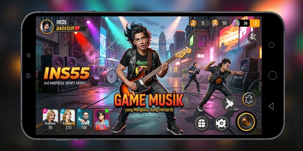 Tangkapan layar gameplay INS55 menampilkan aksi seru bermain musik.