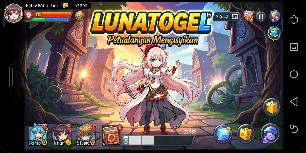 Tampilan gameplay yang memukau dari LUNATOGEL dengan karakter anime.