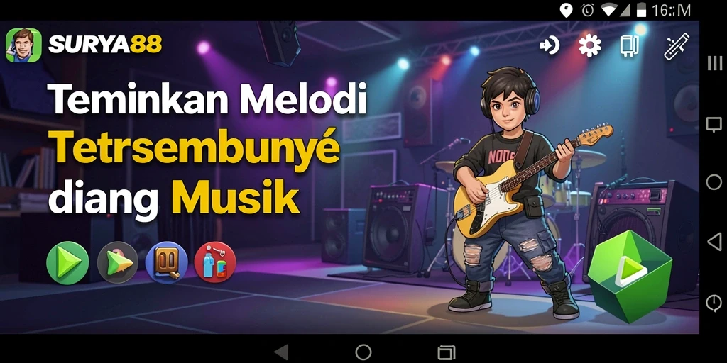 Tampilan gameplay SURYA88 yang menampilkan interaksi musik yang seru.