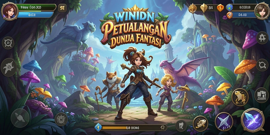 Screenshot utama WINIDN menampilkan karakter utama dalam misi petualangan.