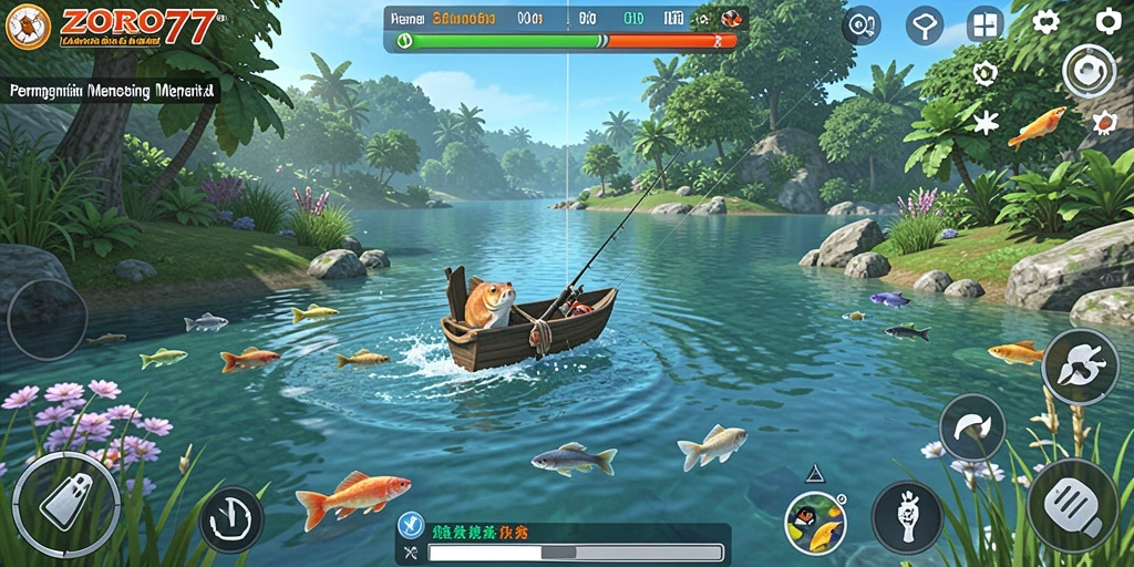 Tampilan gameplay ZORO77 yang memikat saat memancing.